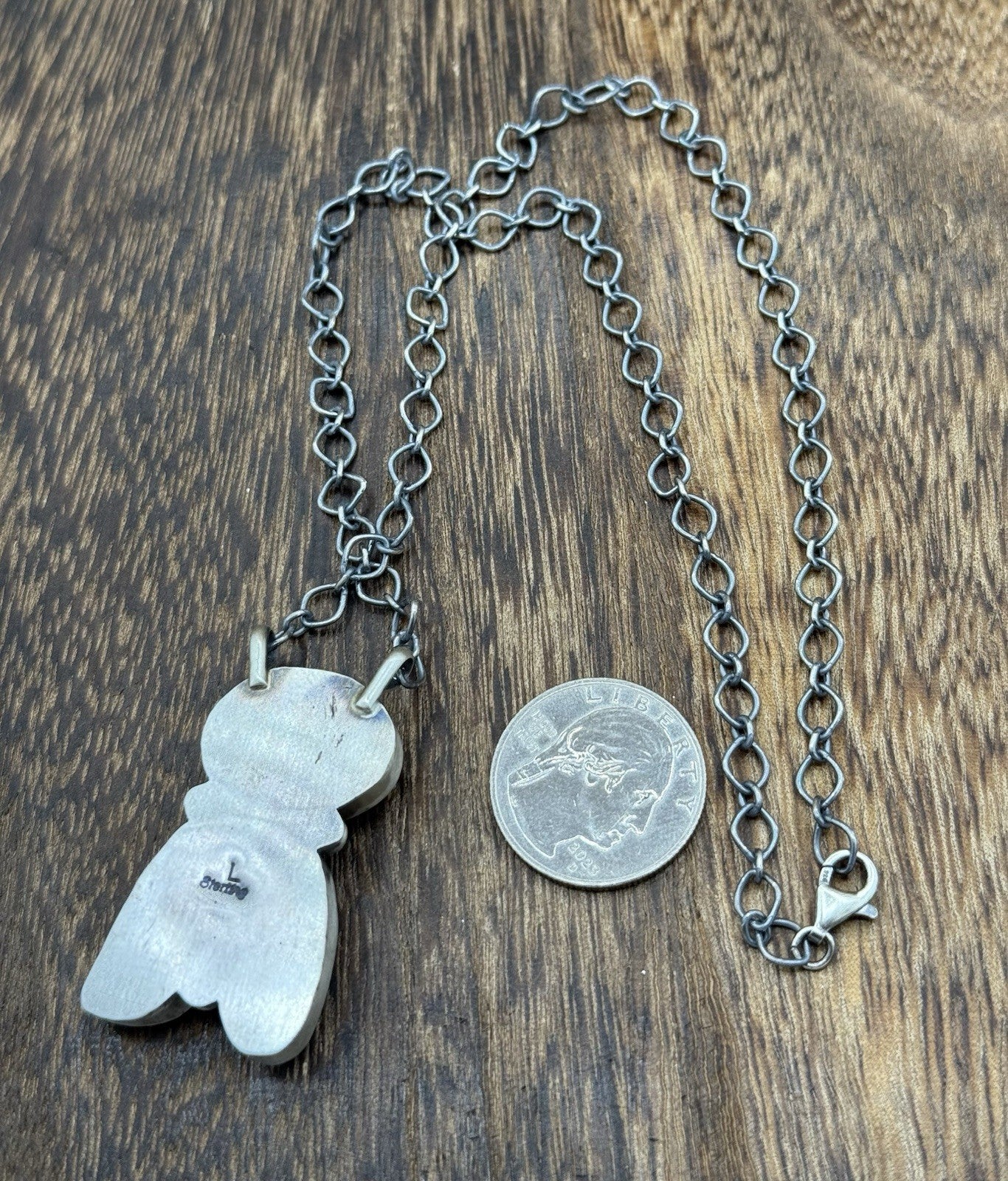 Navajo Handmade Sterling Silver Multi stone Turquoise  Cluster Bar Necklace 18”