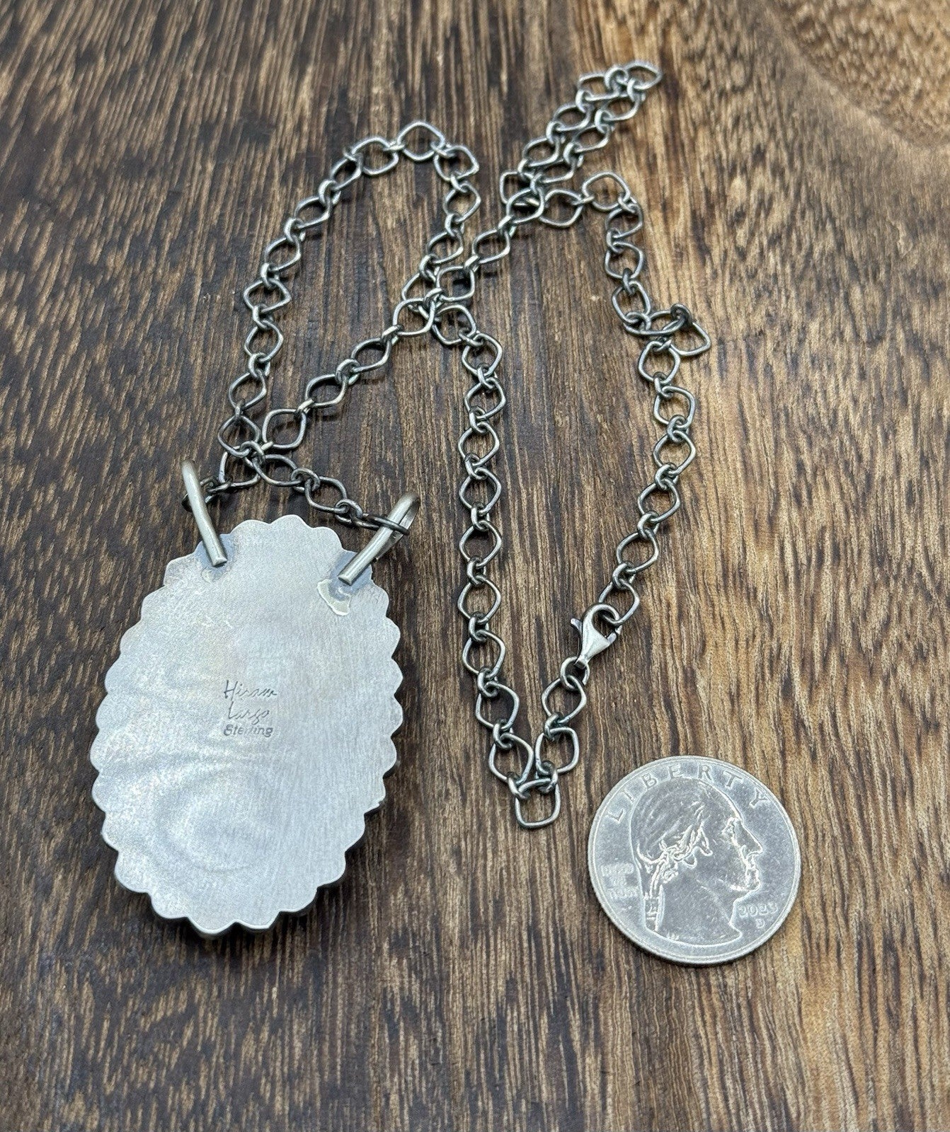 Native Navajo Handmade Sterling Silver Sonoran Gold Turquoise Necklace 18” Large