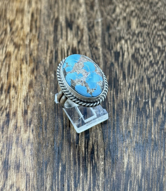 Navajo Handmade Sterling Silver Golden Hills Turquoise Adjustable Ring Size 7-10