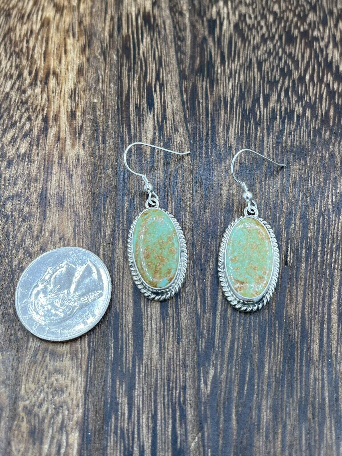 Navajo Handmade Sterling Silver Sonoran Turquoise Dangle Earrings By Byron Begay