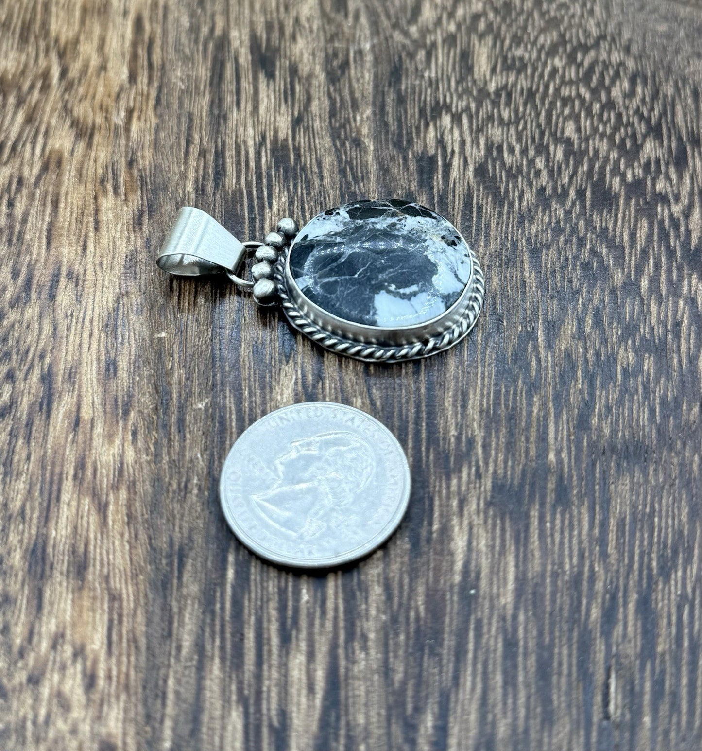 Native American Navajo Handmade Sterling Silver White Buffalo Pendant Old Look