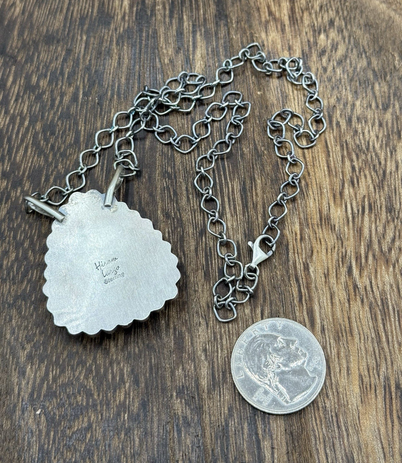 Native Navajo Handmade Sterling Silver Sonoran Gold Turquoise Necklace 18” Large