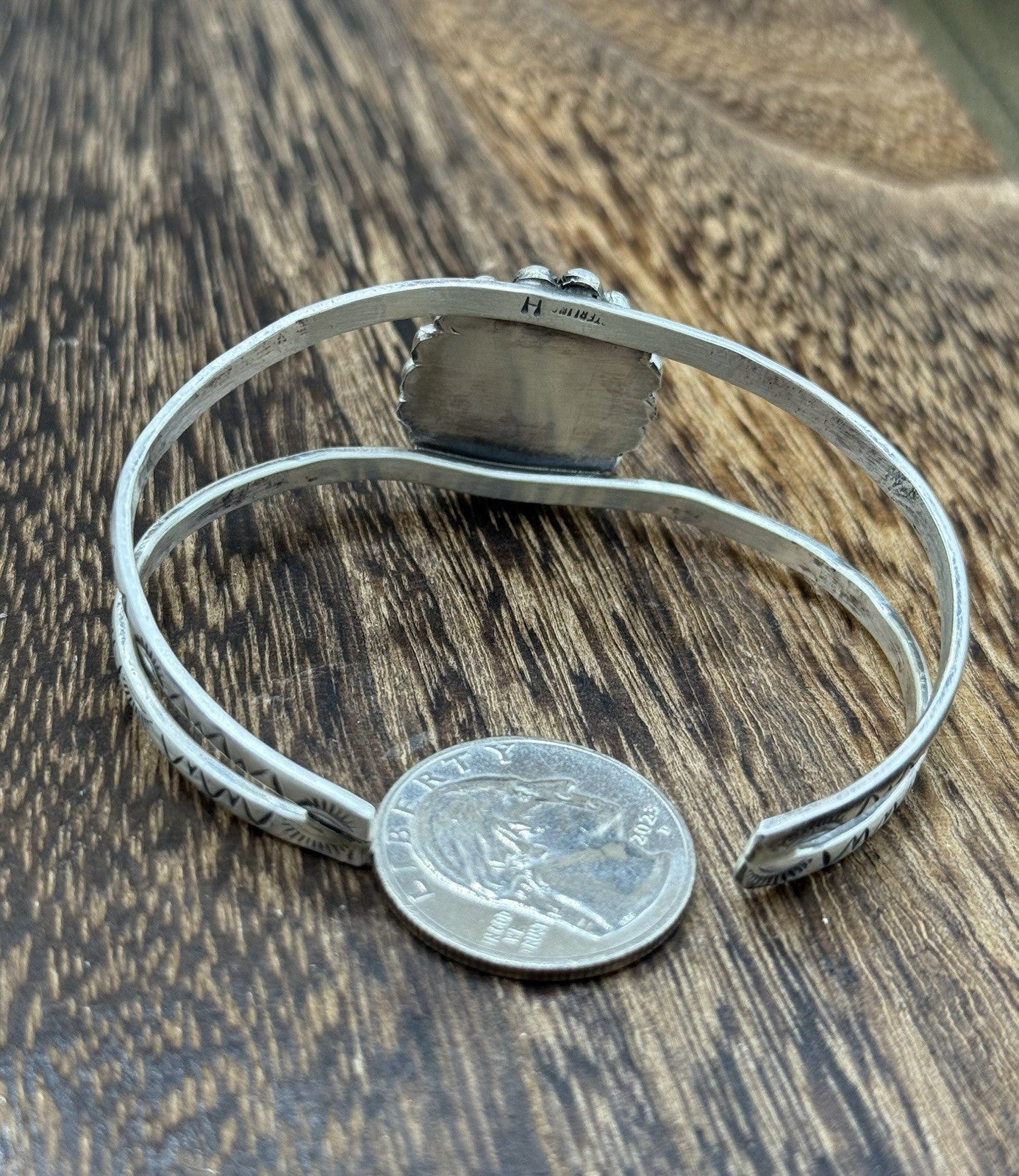 Native Navajo Handmade Sterling Silver Sonoran Gold Turquoise Cuff Bracelet