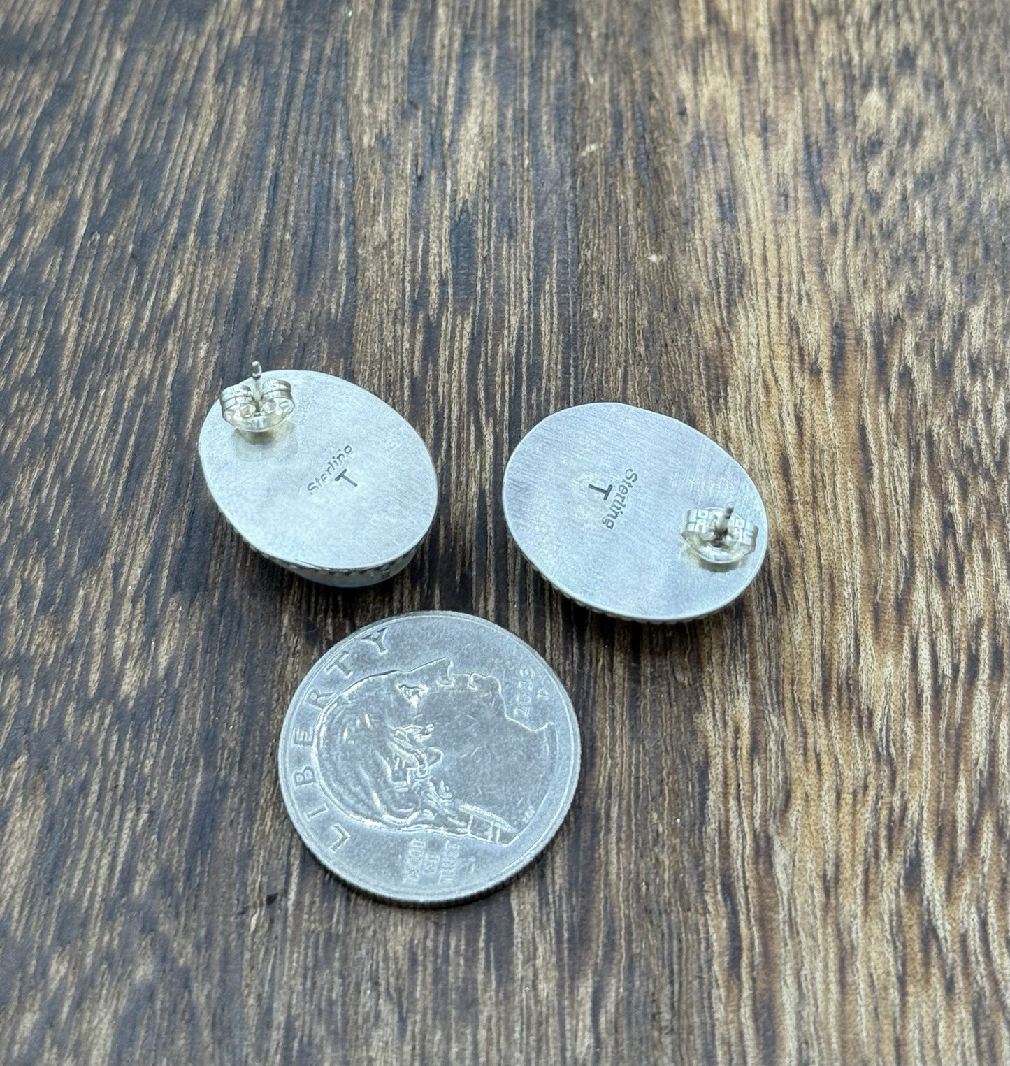 Native Navajo Handmade Sterling Silver Blue Bird Turquoise Post Stud Earrings