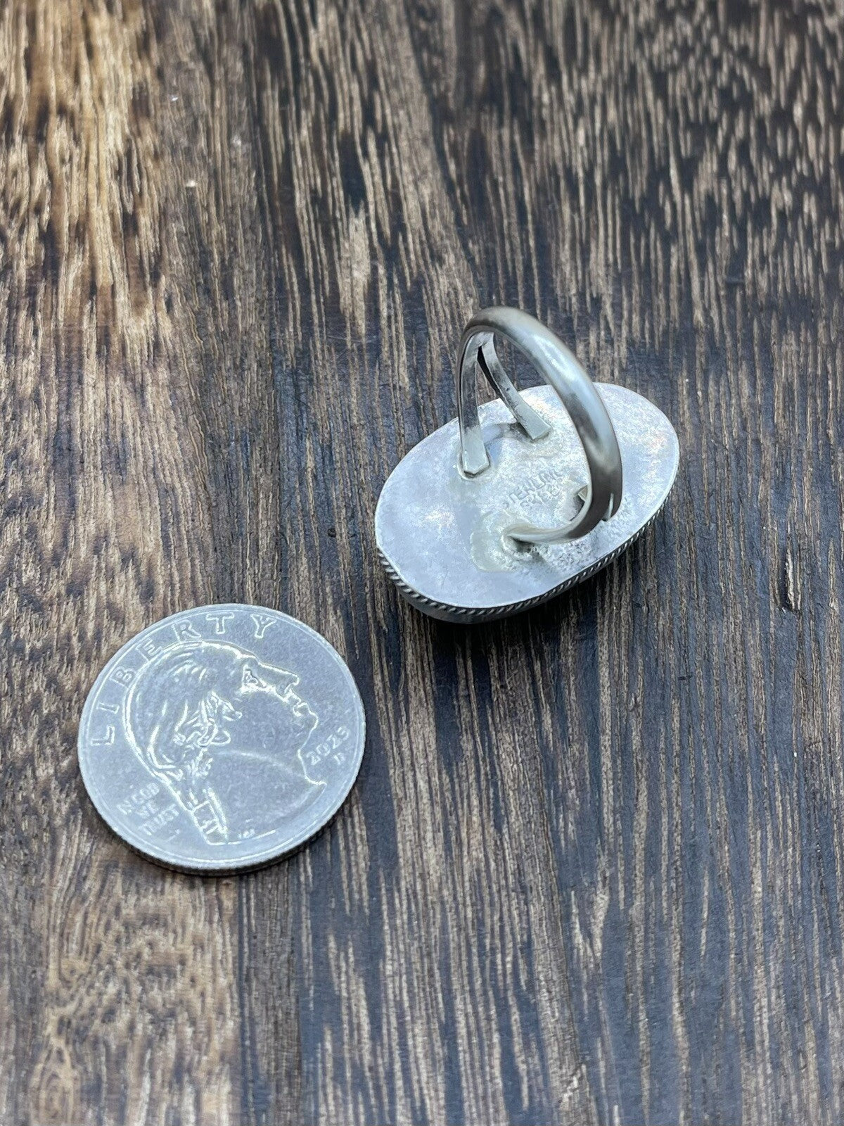 Native American Navajo Handmade Silver Royston Turquoise Old Look Ring Size 7