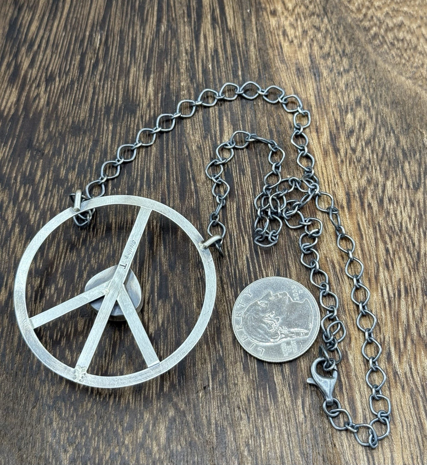 Native American Navajo handmade Sterling Silver Turquoise Peace Hippie Necklace