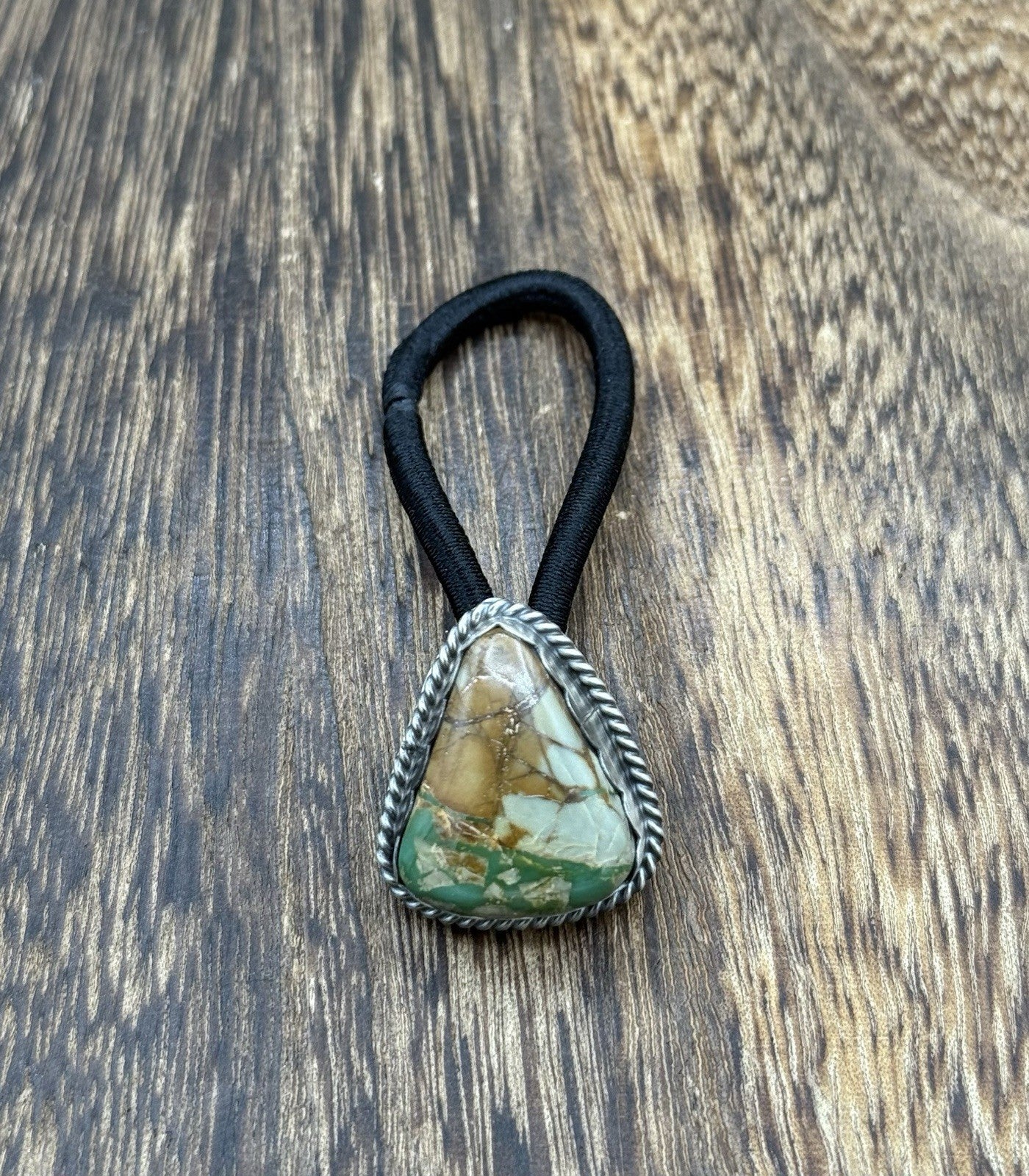 Native American Navajo Handmade Sterling Silver Royston Turquoise Hair Tie