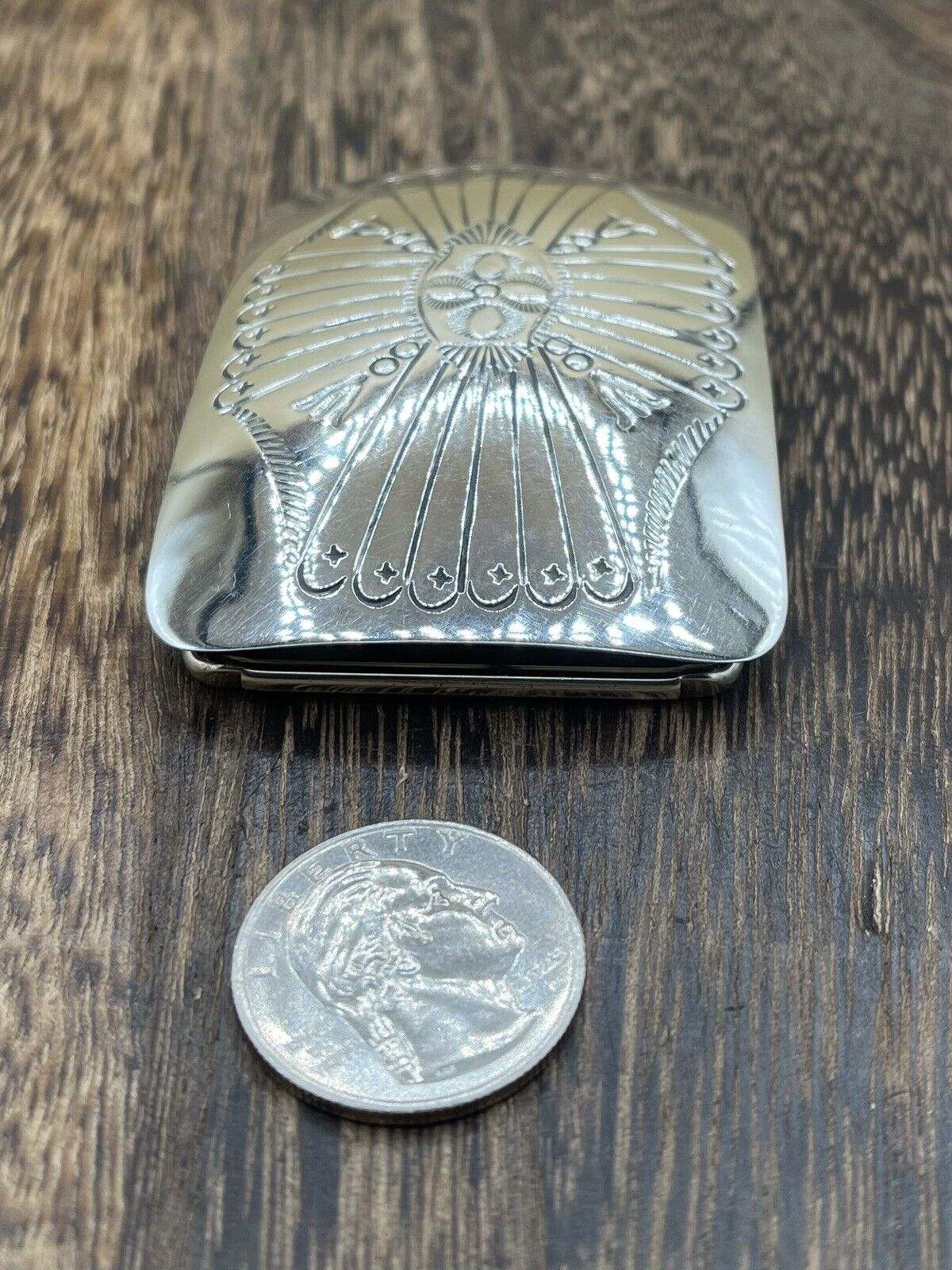 Native American Navajo Handmade Shiny Sterling Silver Belt Buckle By Joann Begay