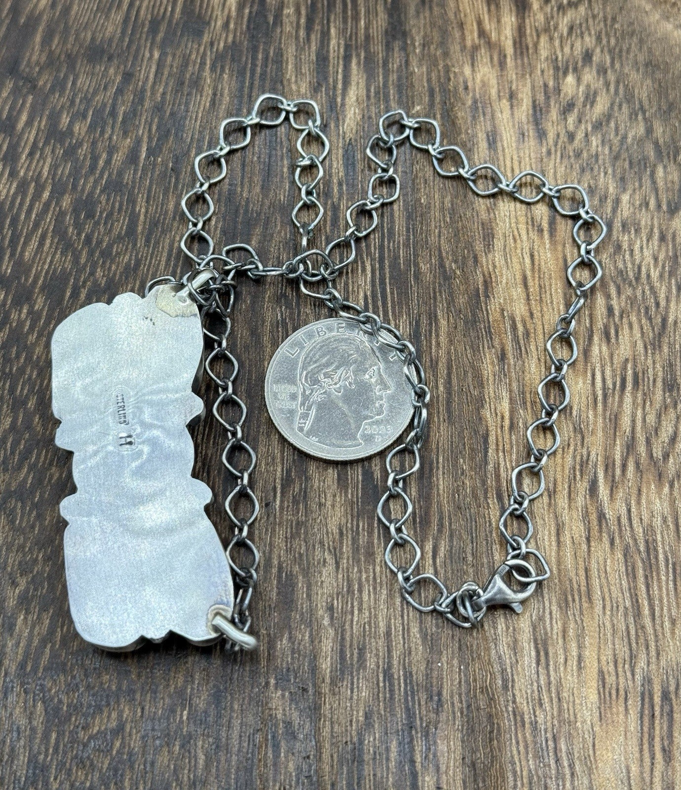 Navajo Handmade Sterling Silver Multi Stone Color Cluster Bar Necklace 18”