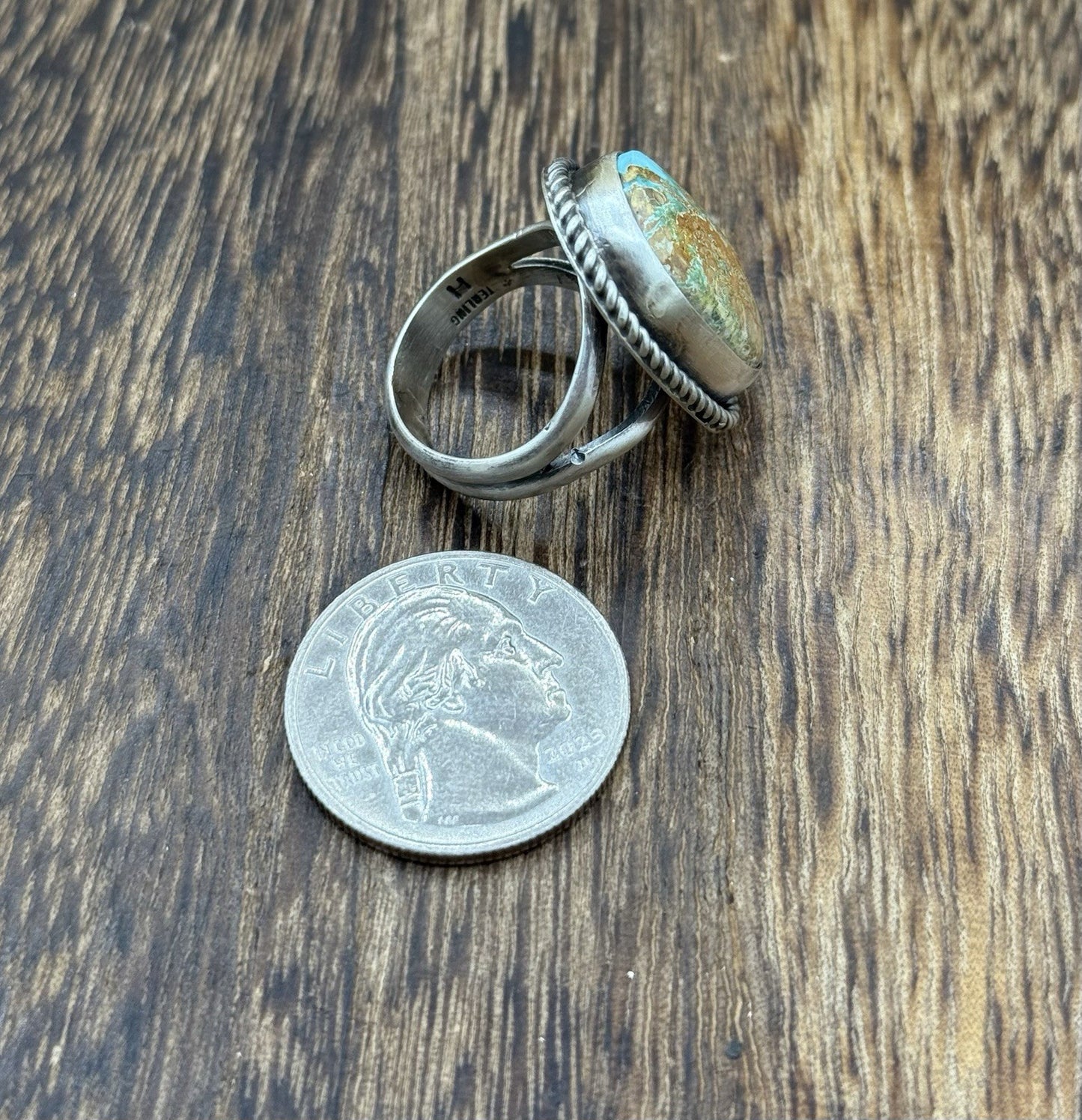 Native American Navajo Handmade Sterling Silver Royston Turquoise Ring Size 7