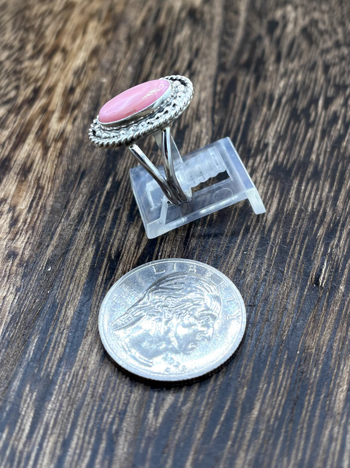 Navajo Handmade Sterling Silver Pink Conch Shell Band Rings By Byron Begay