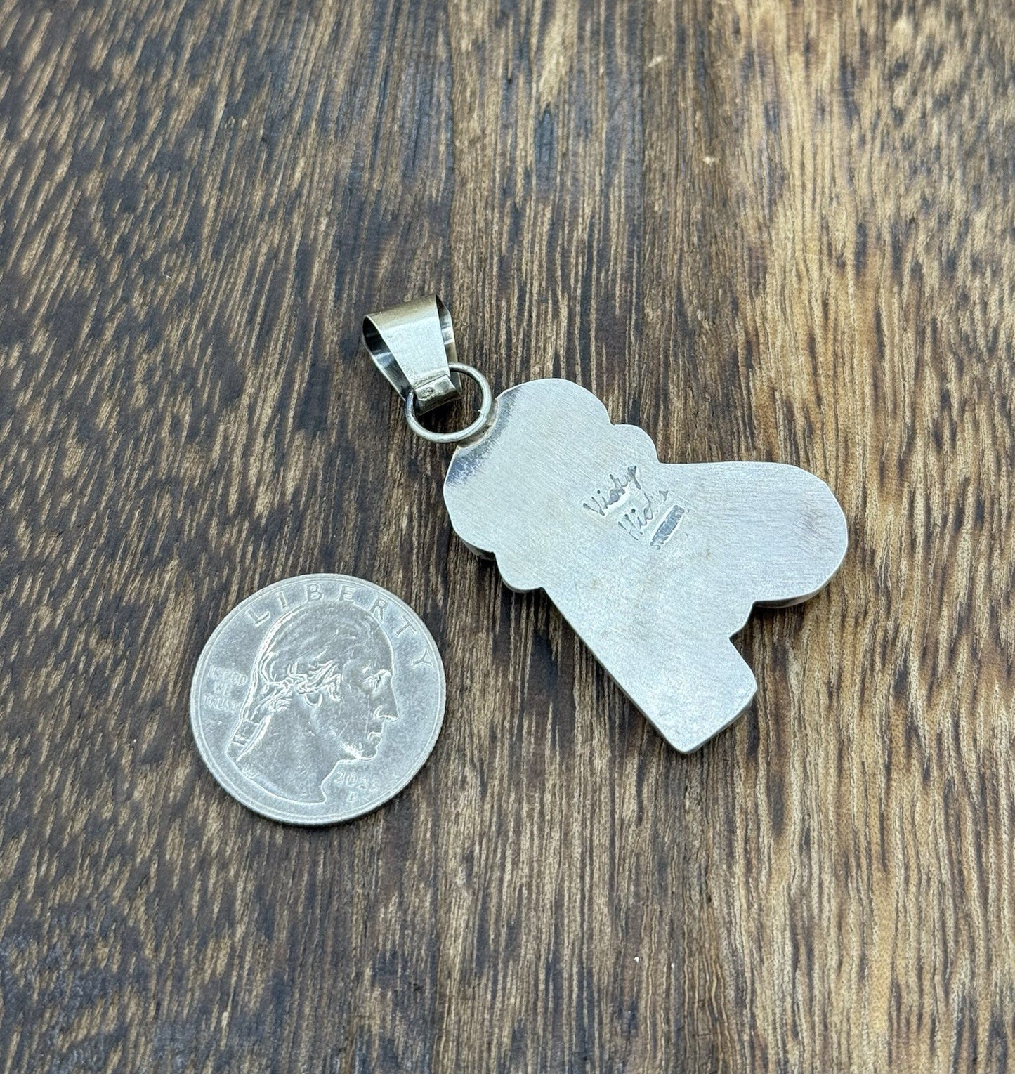 Navajo Handmade Sterling Silver Red Spiny Oyster Shell Cluster Drop Pendant