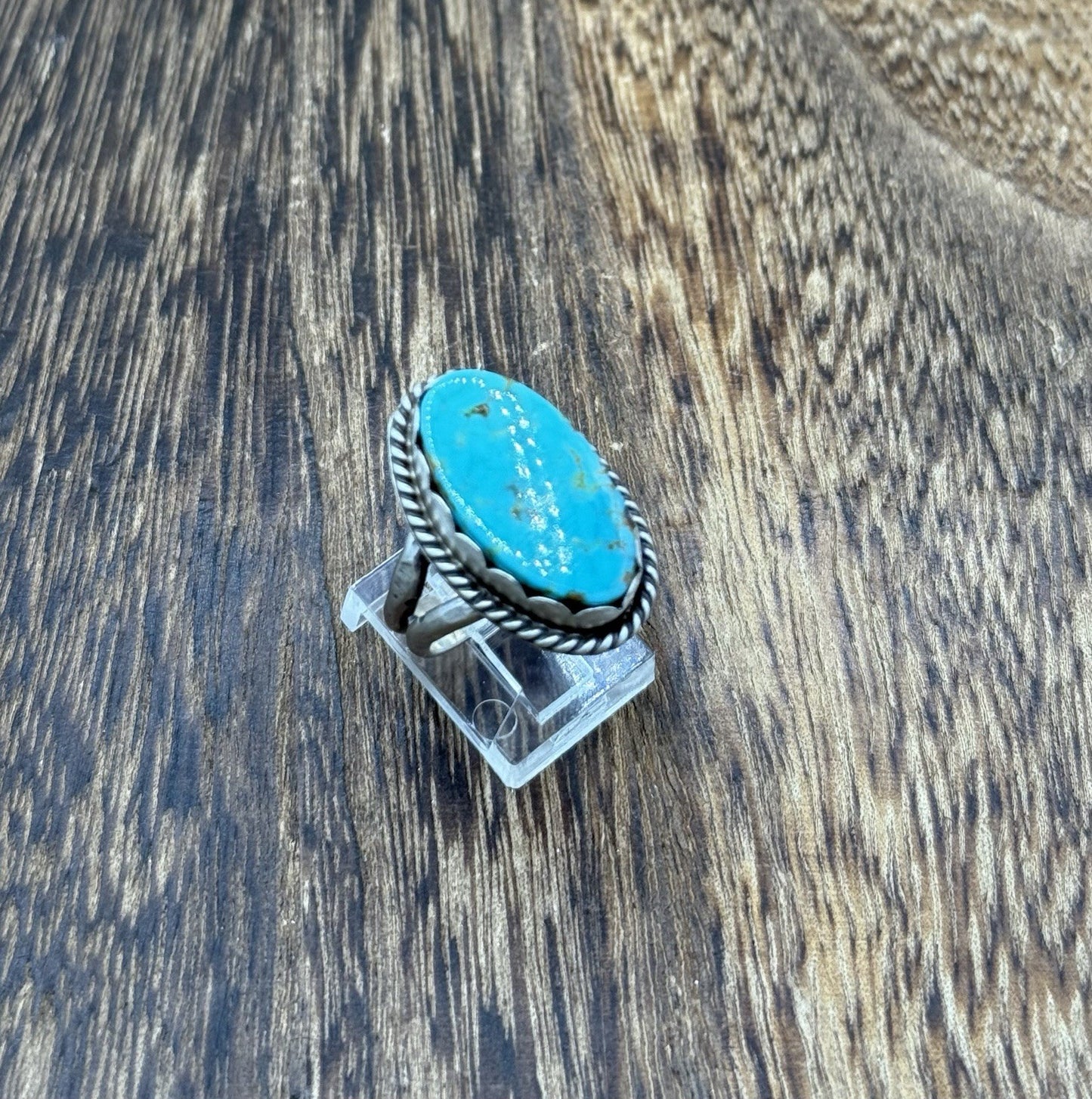 Native American Navajo Handmade Sterling Silver Royston Turquoise Ring Size 8