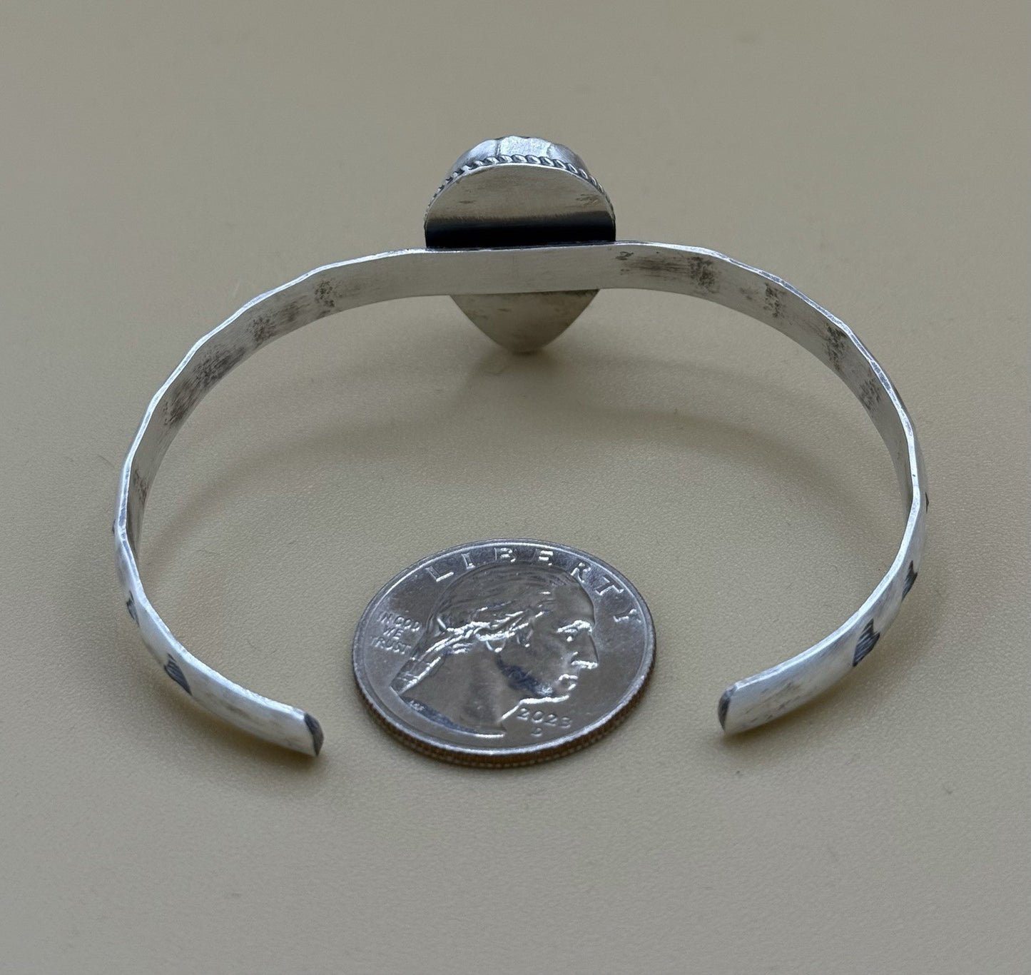 Navajo Handmade Sterling Silver Number 8 Turquoise Stacker Cuff Bracelet