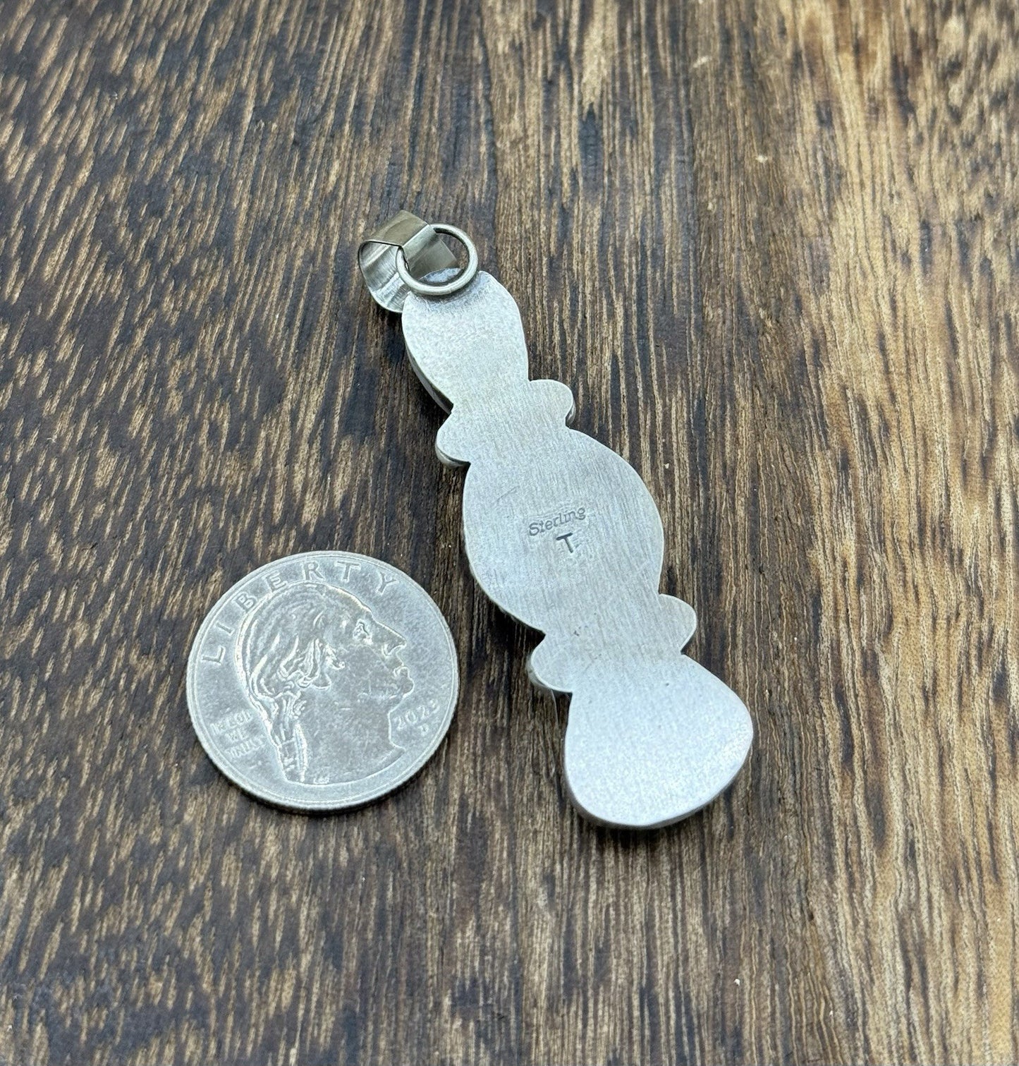 Navajo Handmade Sterling Silver White Water Turquoise Cluster Drop Pendant