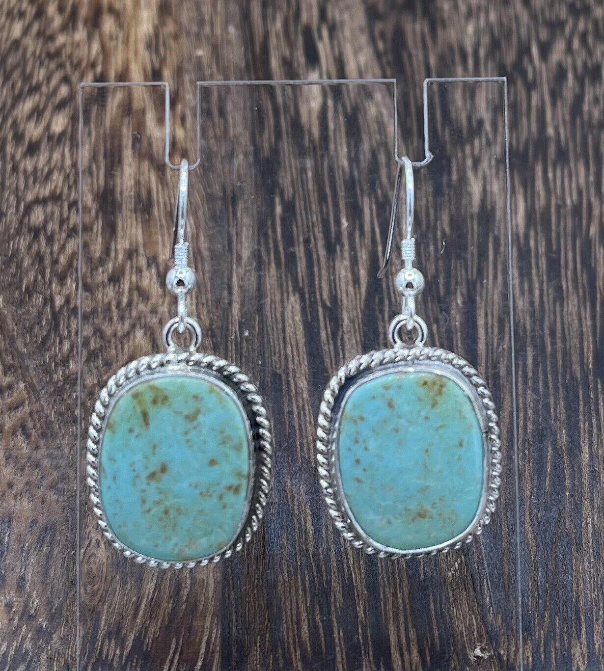 Navajo Handmade Sterling Silver Sonoran Turquoise Dangle Earrings By Byron Begay