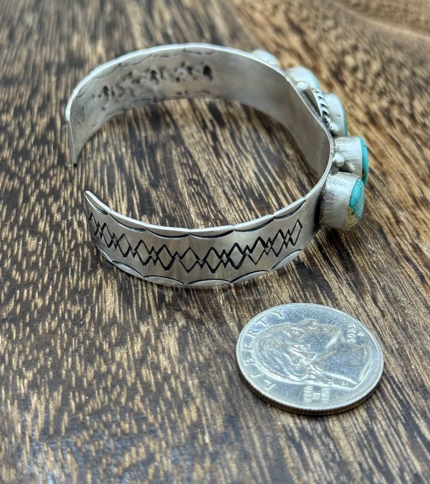 Native Navajo Handmade Sterling Silver Sonoran Gold Turquoise Cuff Bracelet