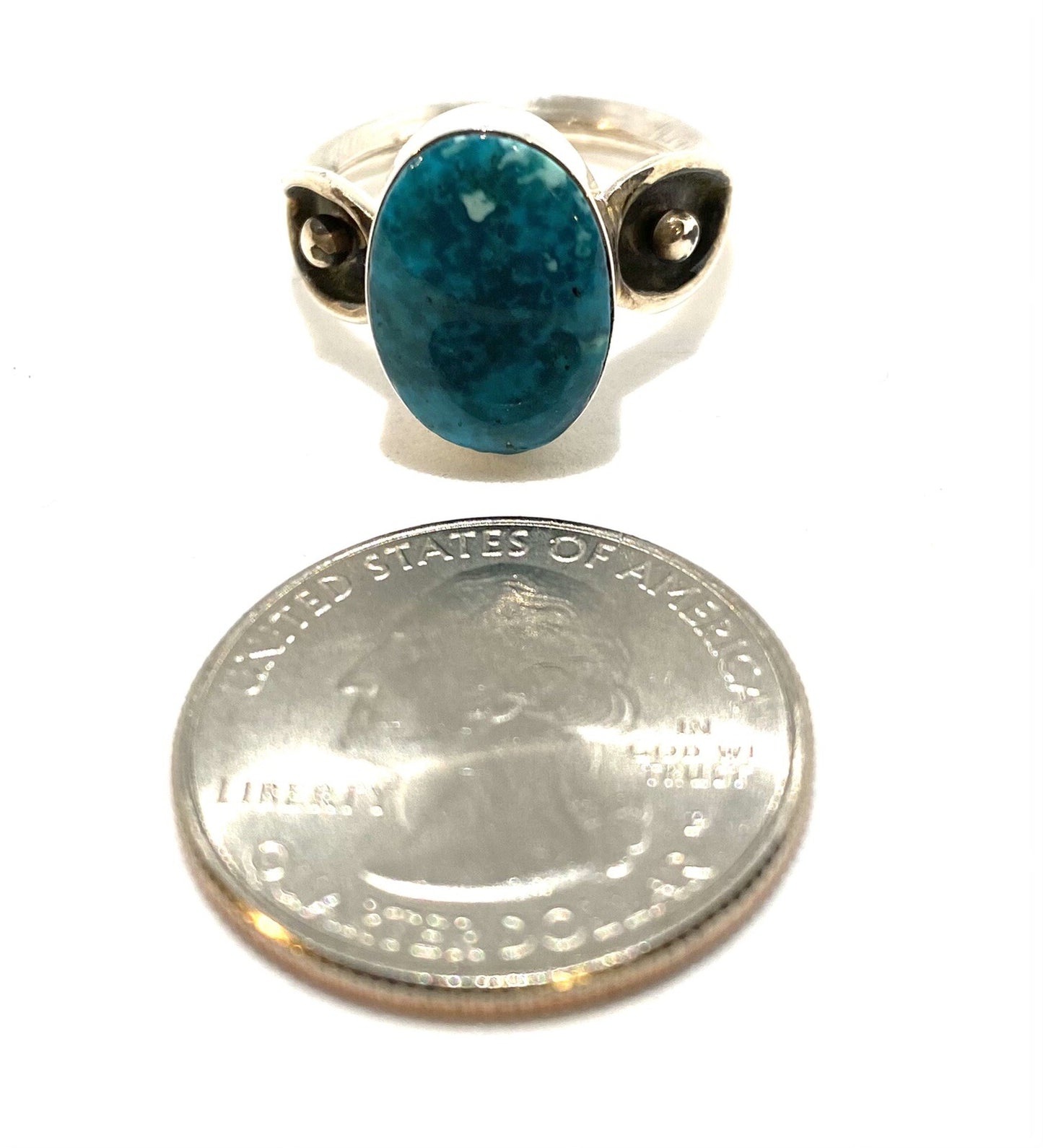 Native American Sterling Navajo Handmade Natural Turquoise Ring Size 7.5