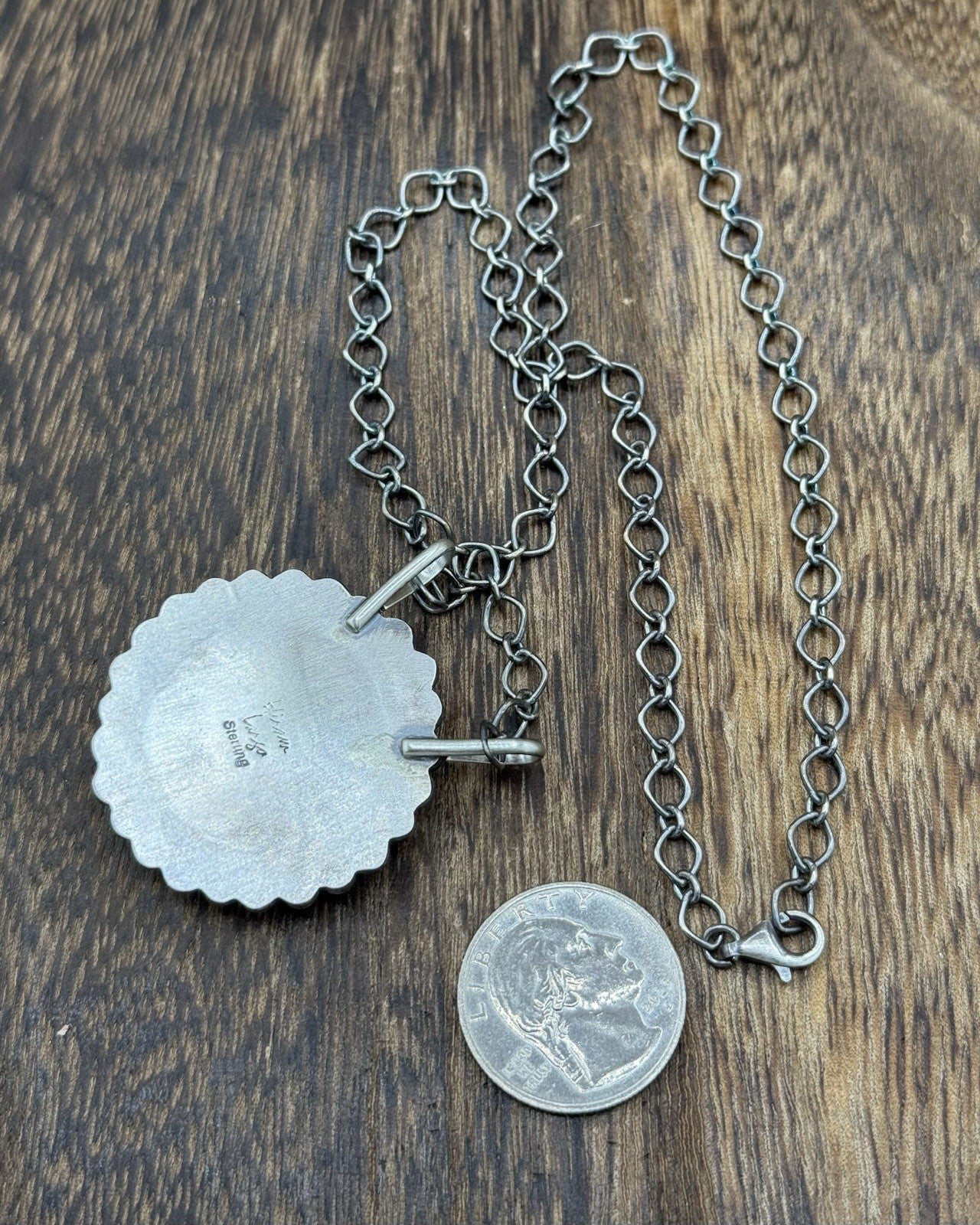 Native Navajo Handmade Sterling Silver Sonoran Gold Turquoise Necklace 18” Large