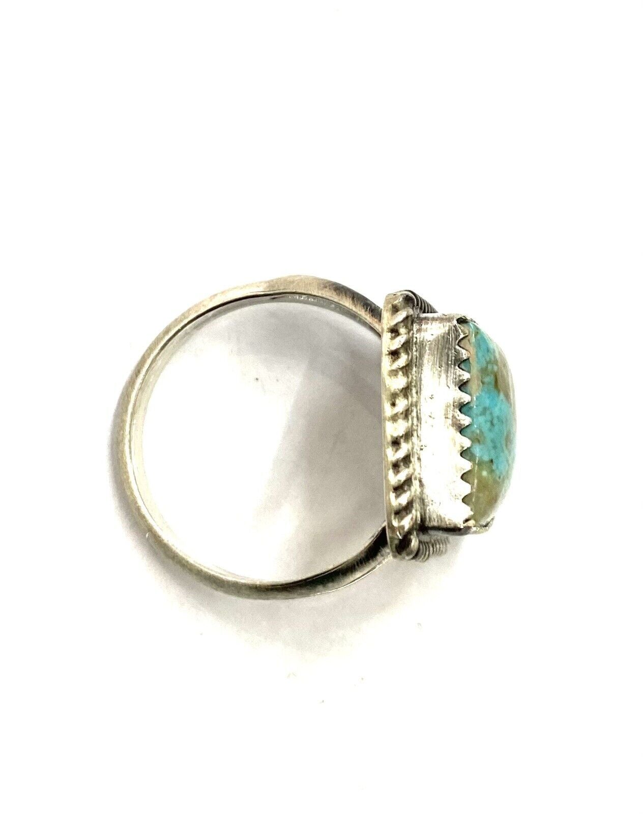 Native American Sterling Silver Navajo Handmade Natural Turquoise Ring Size 6.5