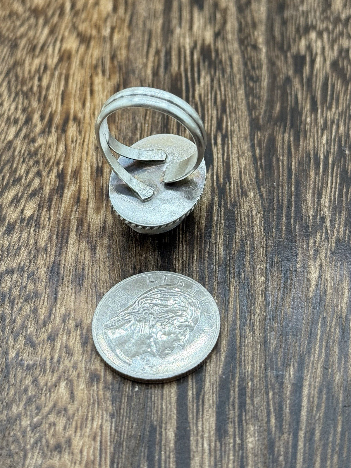 Navajo Handmade Sterling Silver Golden Hills Turquoise Adjustable Ring Size 7-10