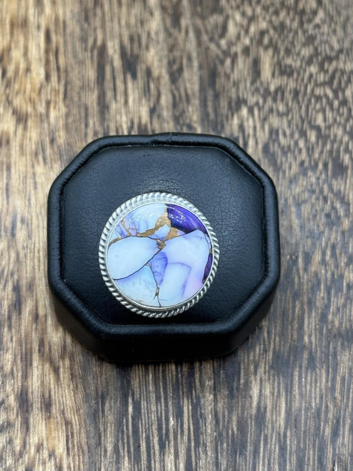 Navajo Handmade Sterling Silver Violet Rose Adjustable Ring  Size 7 To 10