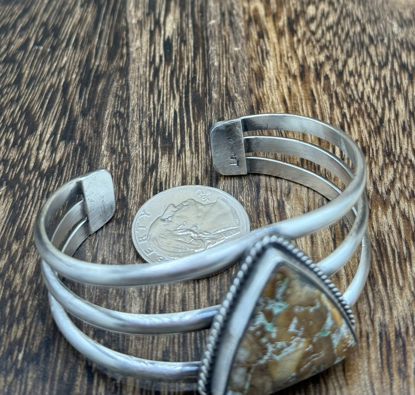 Native American Navajo Handmade Sterling Silver Royston Turquoise Cuff Bracelet