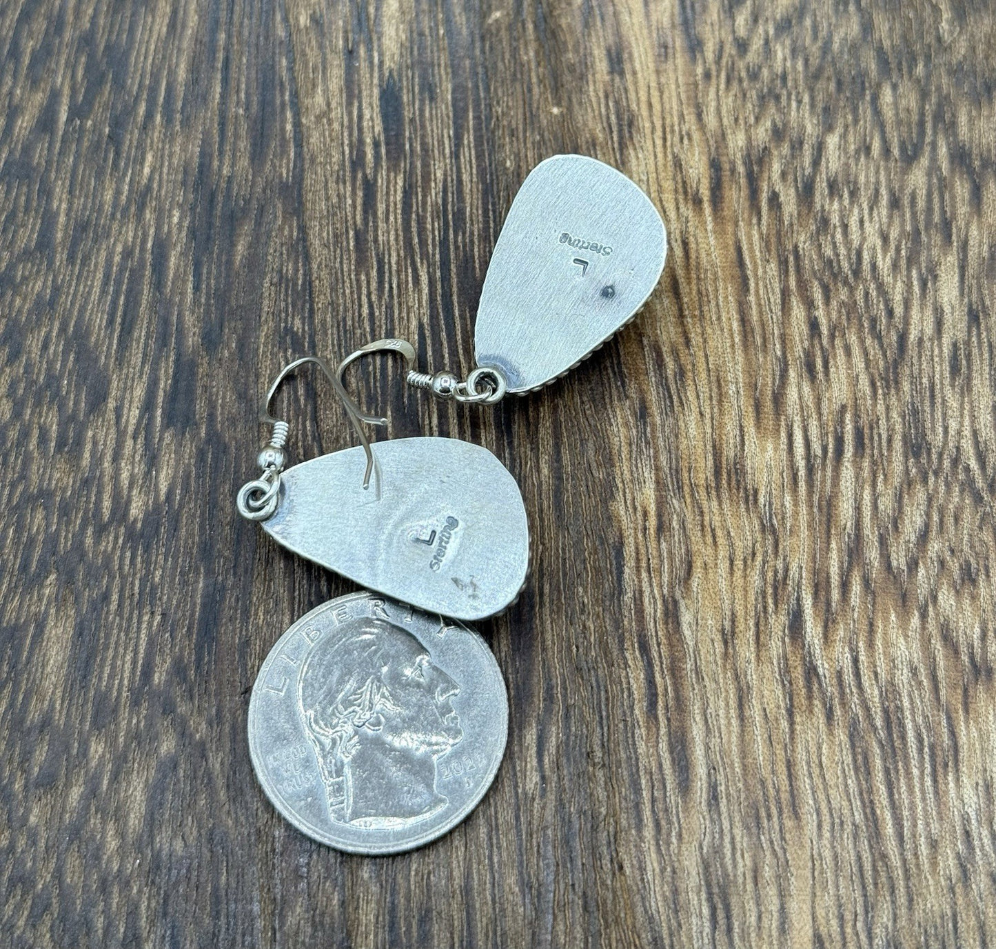 Native Navajo Handmade Sterling Silver Orange Spiny Oyster Shell Dangle Earrings