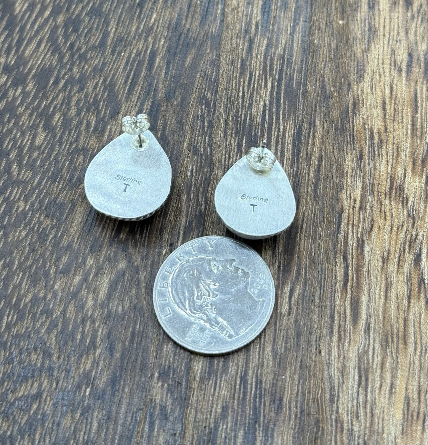 Native Navajo Handmade Sterling Silver Blue Bird Turquoise Post Stud Earrings