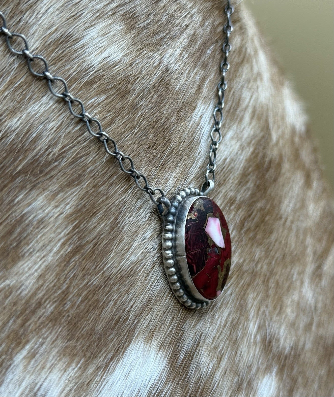 Native American Navajo Handmade Sterling Silver Dahlia Rose Bar Necklace 18”