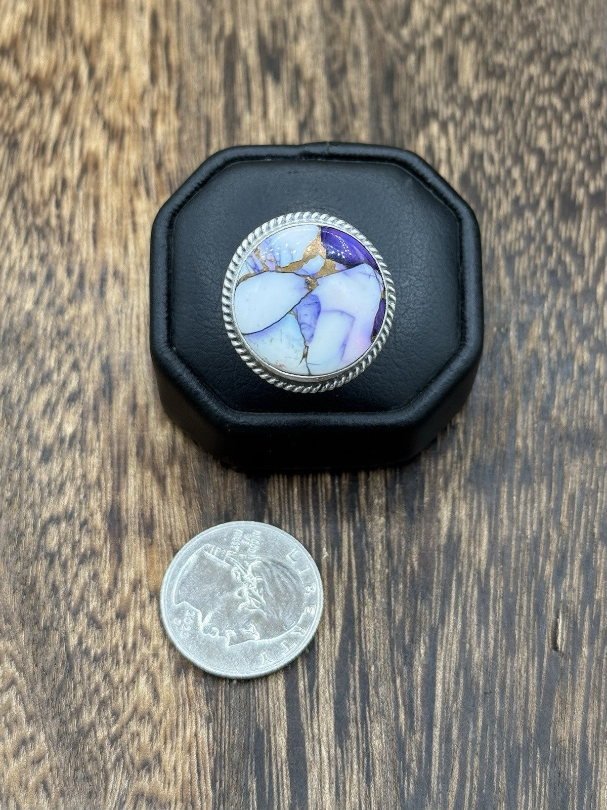 Navajo Handmade Sterling Silver Violet Rose Adjustable Ring  Size 7 To 10