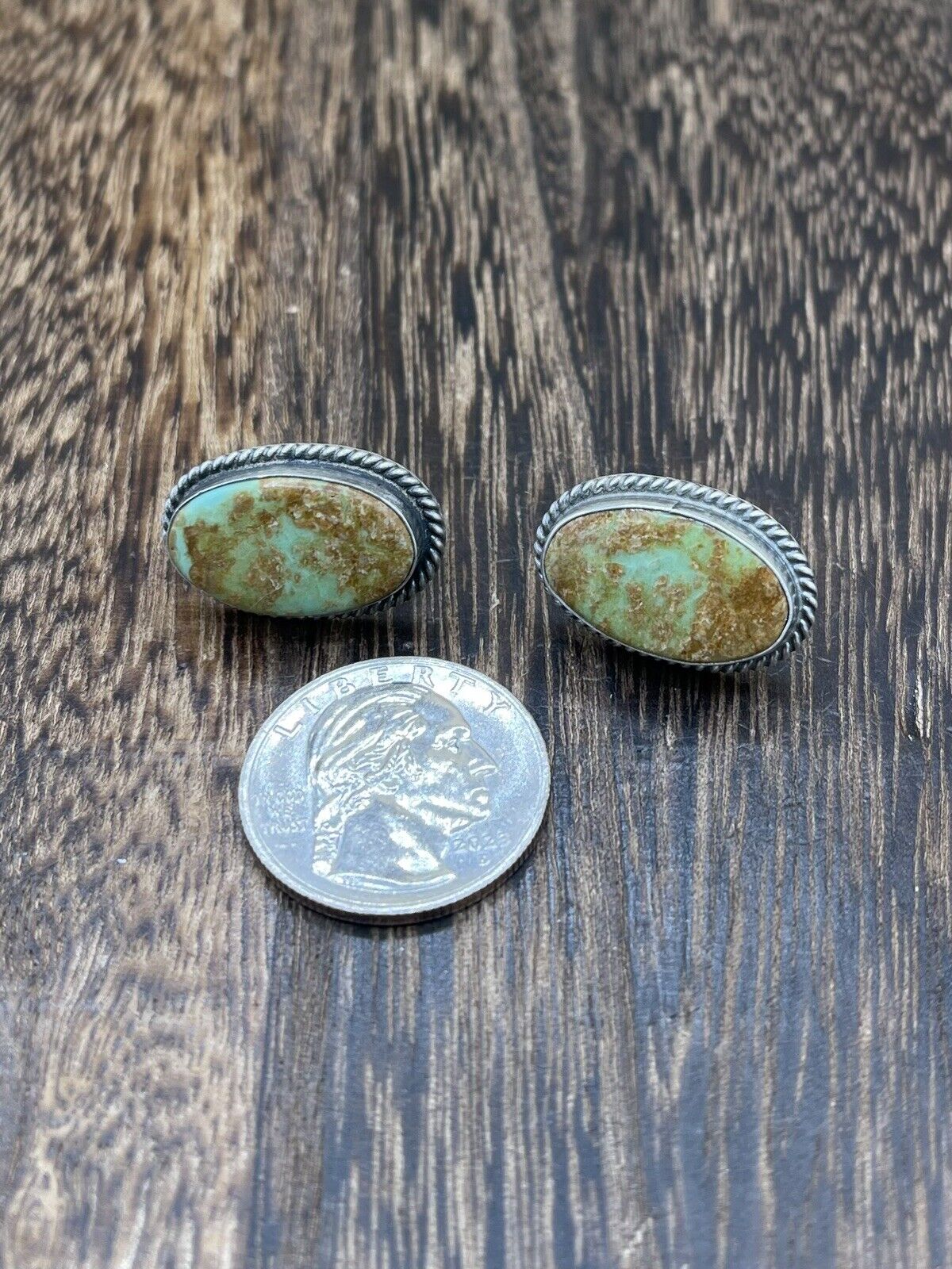 Navajo Handmade Sterling Silver Sonoran Turquoise Post Stud Earrings Byron Begay