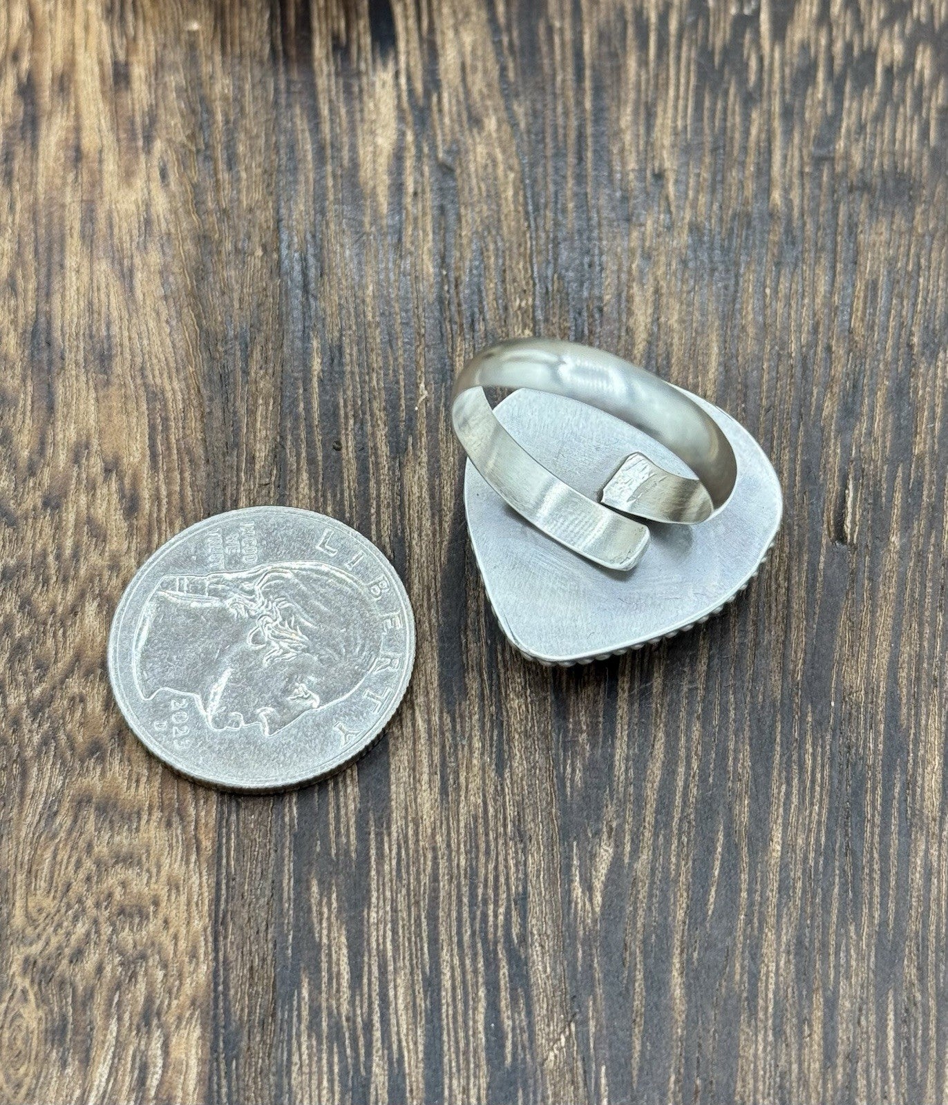 Navajo Handmade Sterling Silver Dahlia Rose Adjustable Ring  Size 7 To 10