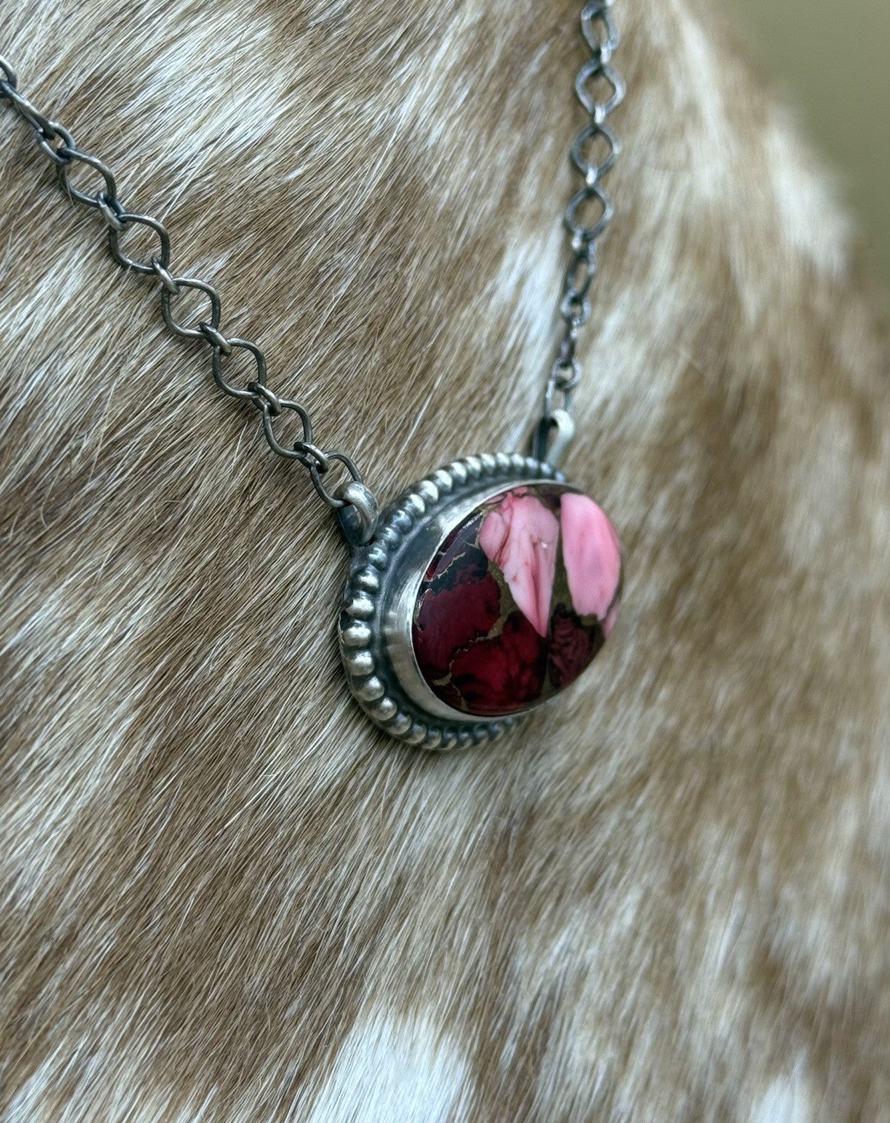 Native American Navajo Handmade Sterling Silver Dahlia Rose Bar Necklace 18”