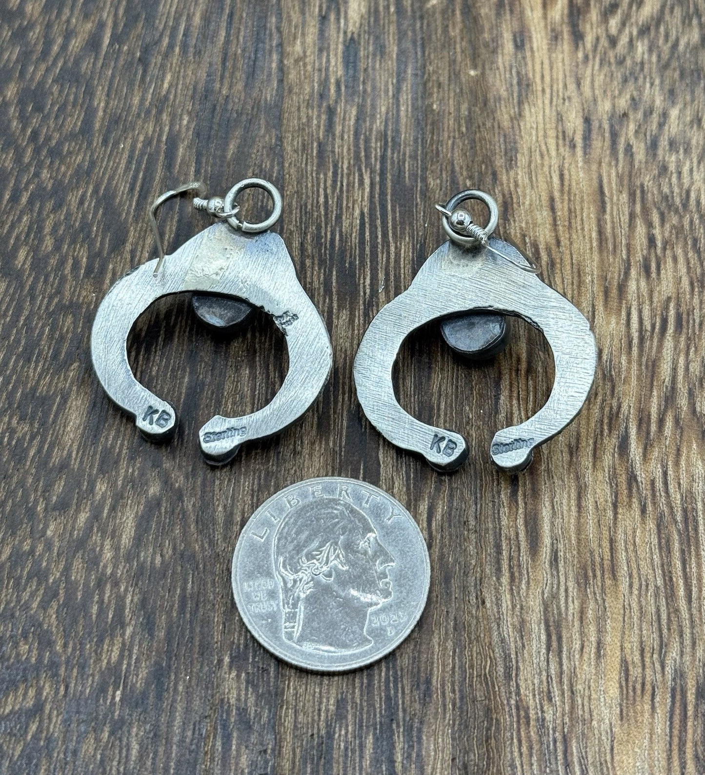 Navajo Handmade Sterling Silver Old Look Kingman Turquoise Earrings Kevin Billah