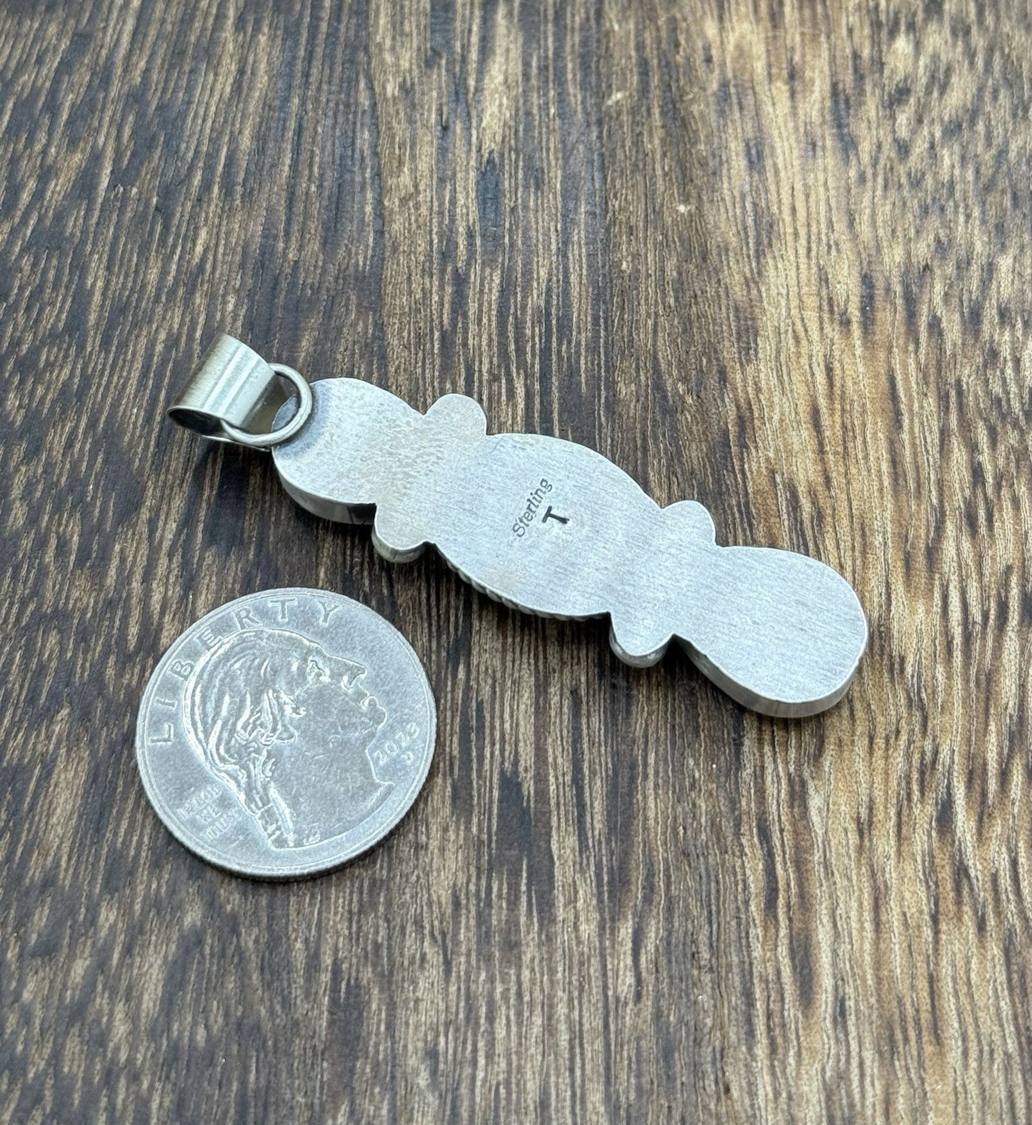 Navajo Handmade Sterling Silver Sonoran Gold Turquoise Cluster Drop Pendant