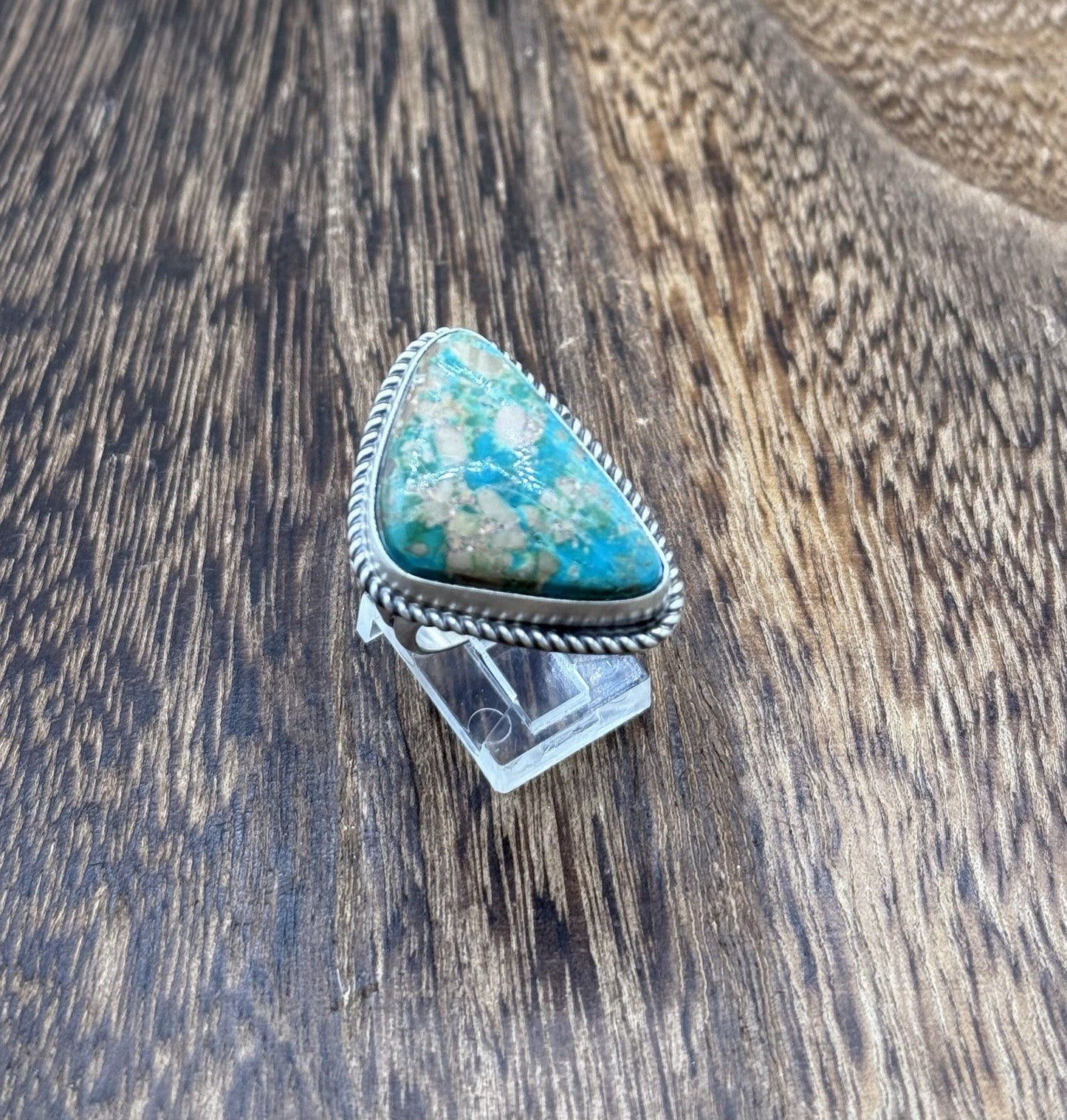 Native American Navajo Handmade Sterling Silver Royston Turquoise Ring Size 9