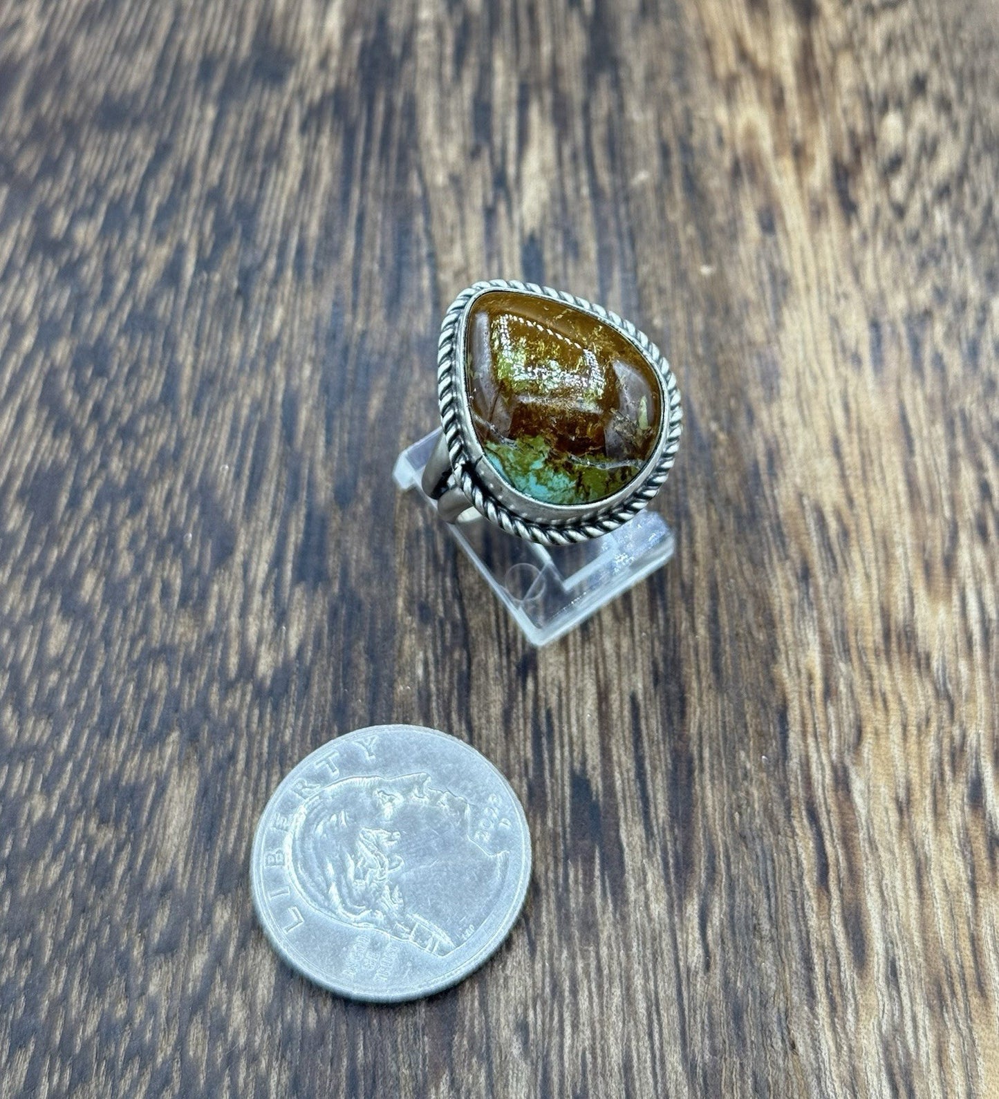 Native American Navajo Handmade Sterling Silver Royston Turquoise Ring Size 8