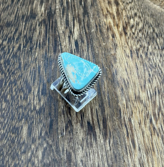 Native American Navajo Handmade Sterling Silver Royston Turquoise Ring Size 8