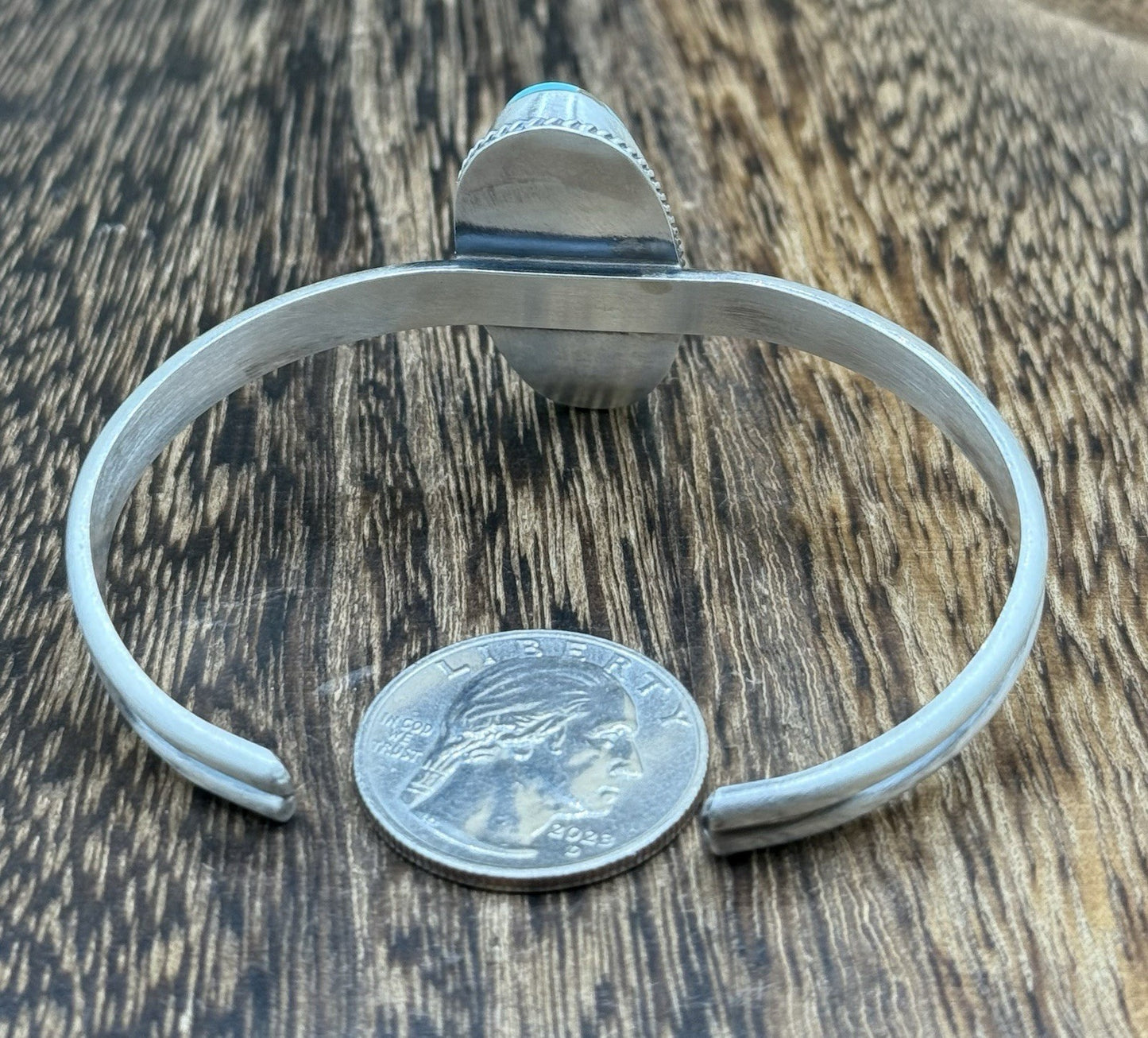 Navajo Handmade Sterling Silver Blue Glacier Turquoise Stacker Cuff Bracelet