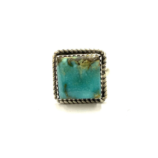 Native American Sterling Silver Navajo Handmade Natural Turquoise Ring Size 6