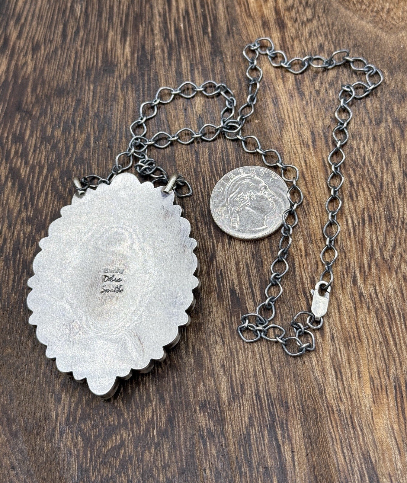 Navajo Handmade Silver Blue Ridge Turquoise & White Buffalo Cluster Necklace