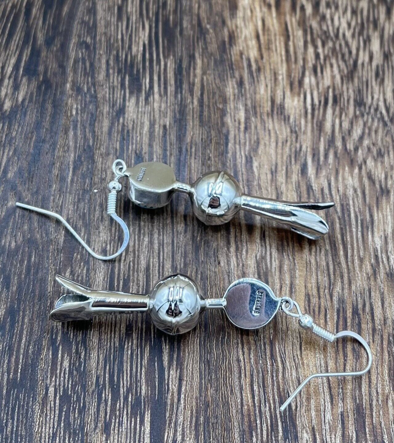 Native American Silver Navajo Handmade Turquoise Dangle Blossom Earrings shiny