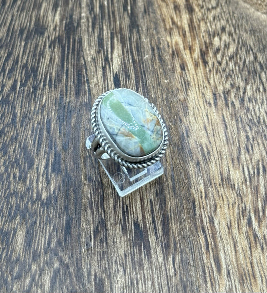 Native American Navajo Handmade Sterling Silver Royston Turquoise Ring Size 8