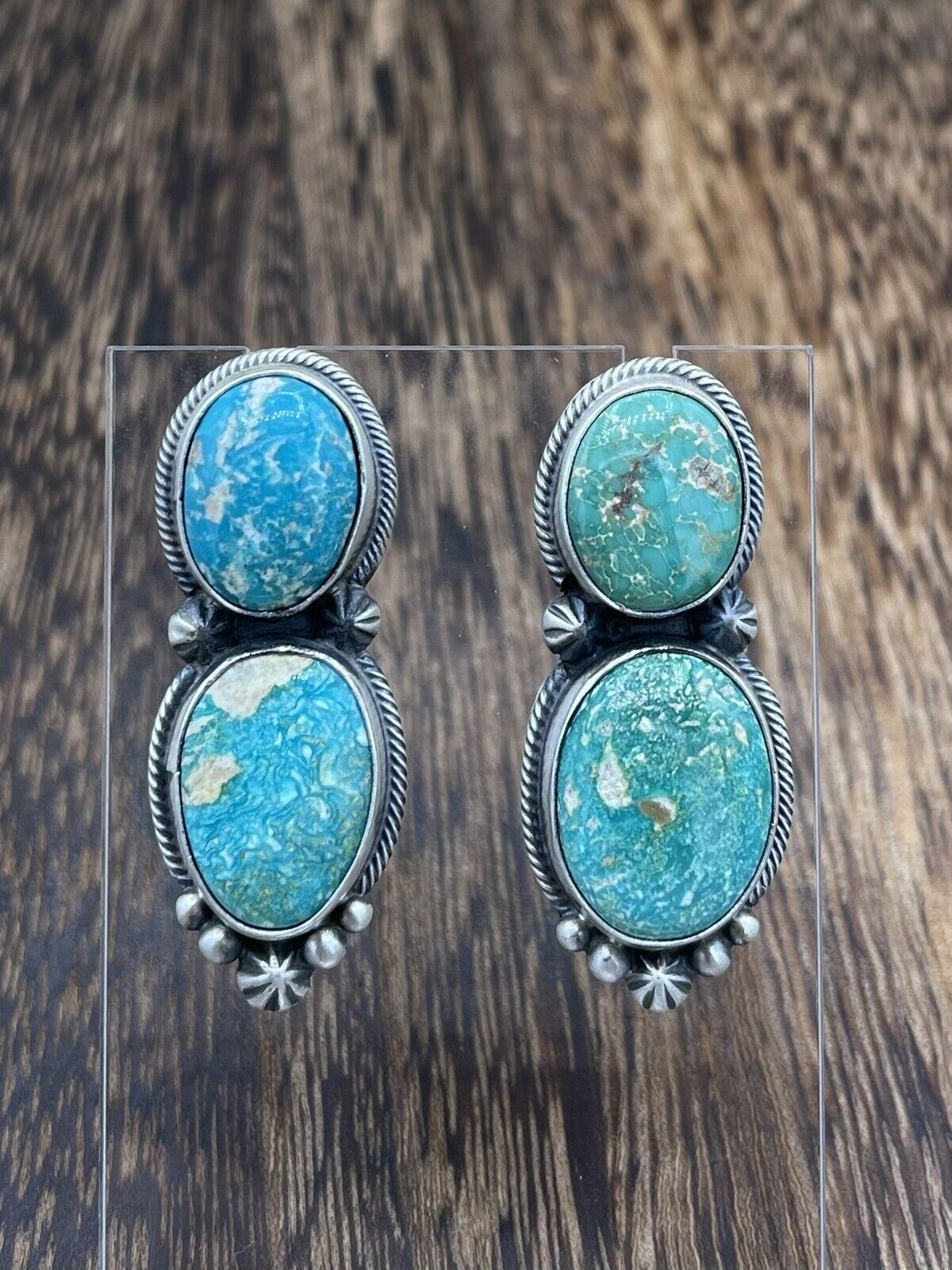 Native American Navajo Handmade Silver Sonoran Bella Turquoise Post Earrings