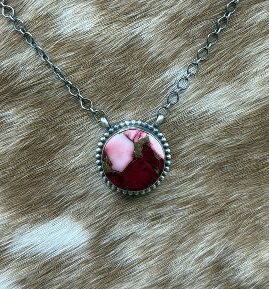 Native American Navajo Handmade Sterling Silver Dahlia Rose Bar Necklace 18”
