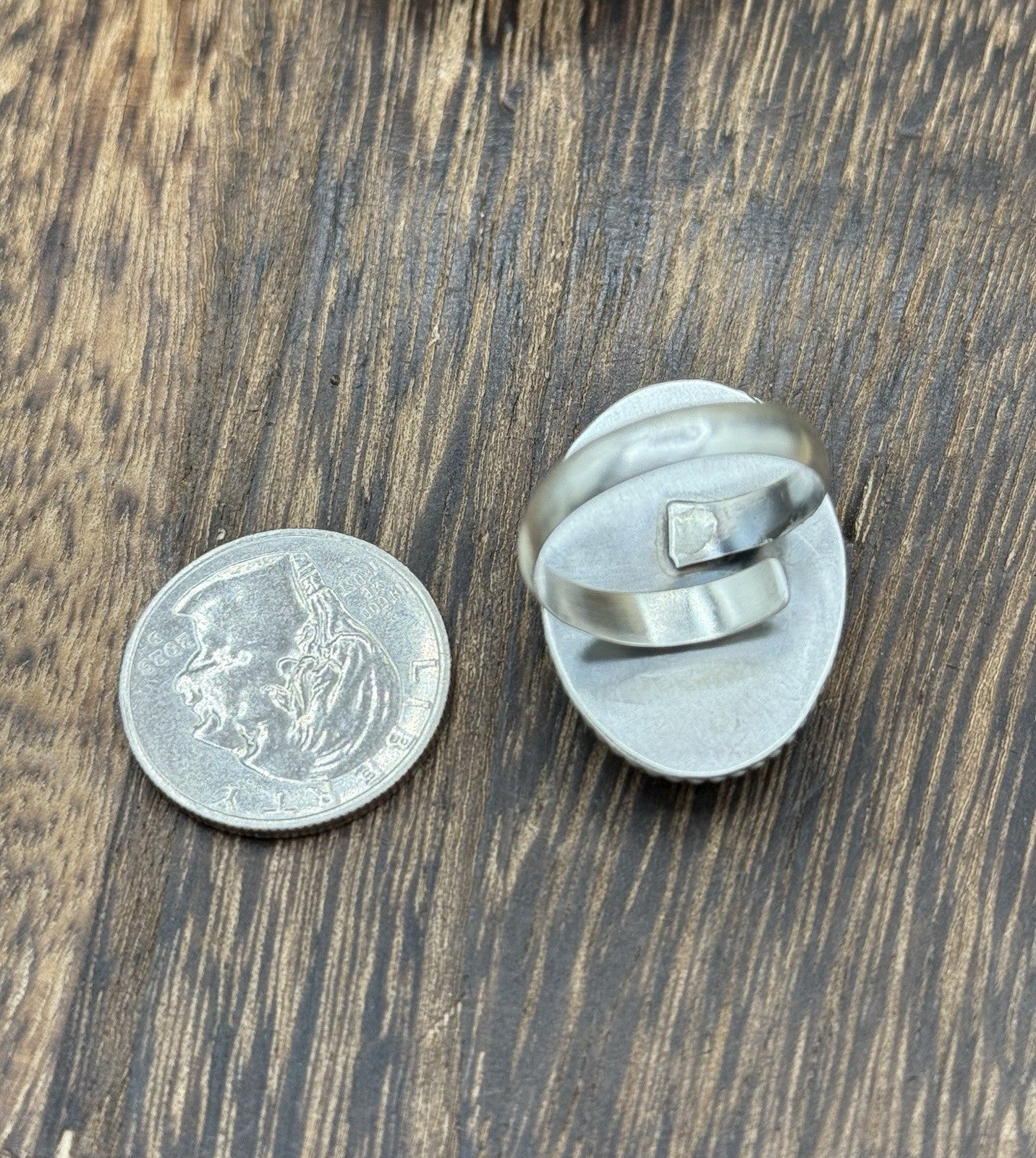 Navajo Handmade Sterling Silver Violet Rose Adjustable Ring  Size 7 To 10