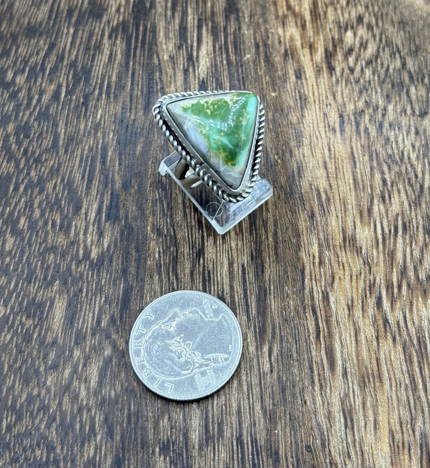 Native American Navajo Handmade Sterling Silver Royston Turquoise Ring Size 8