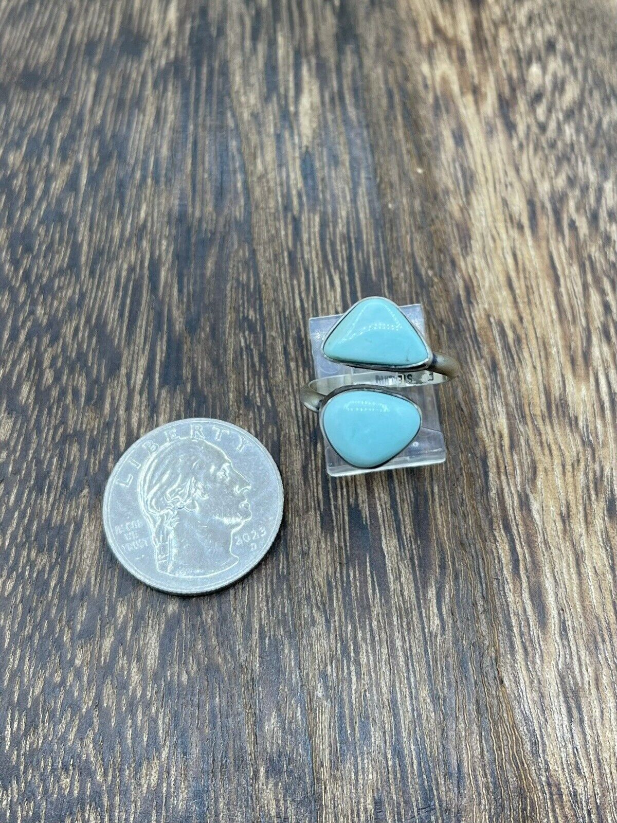 Native American Navajo Handmade Sterling Silver Turquoise Adjustable Ring 6 To 8