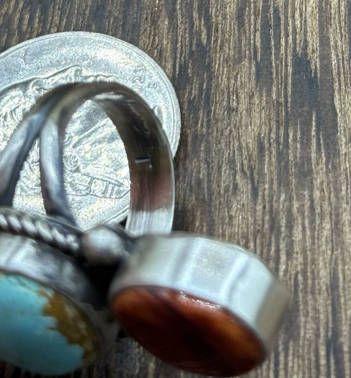 Native Navajo Handmade Sterling Silver Mixed Stone Turquoise Cluster Ring Size 7